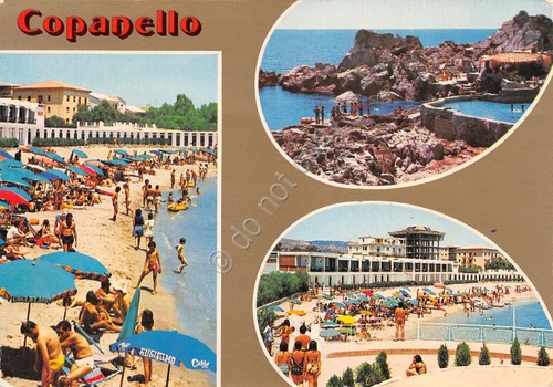 Cartolina Copanello vedute varie grafica spiaggia piscina anni '80