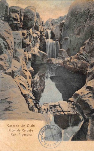 Cartolina Cordoba Argentina Cascata de Olain Timbro Cigarrillos Monterrey 1907