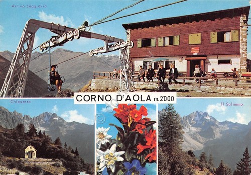 Cartolina Corno D'Aola vedute seggiovia animata