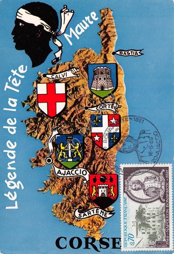 Cartolina Corsica Corse Legende de la tete maure Ajacco 1969
