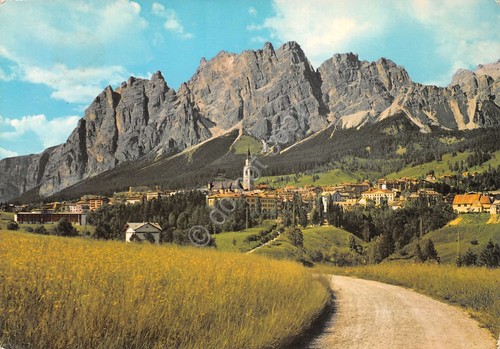 Cartolina Cortina d'Ampezzo panorama da strada 1974