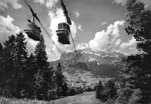 Cartolina Cortina funivia di Faloria verso le Tofane anni '60