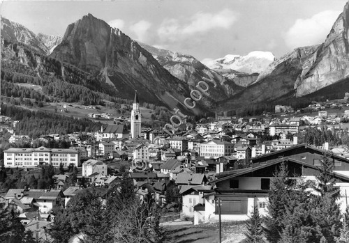 Cartolina Cortina panorama Col Ros? 1957 Foto Ghedina (Belluno)