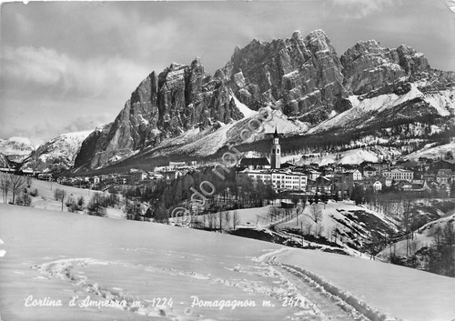 Cartolina Cortina Panorama con Pomagagnon 1958 (Belluno)