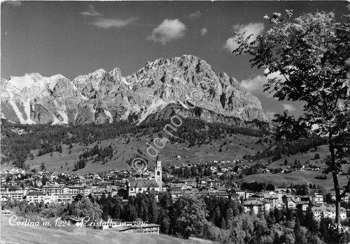 Cartolina Cortina panorama Cristallo 1963 (Belluno)