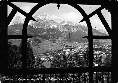 Cartolina Cortina Panorama da arcata Tofane 1953 (Belluno)