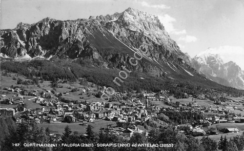 Cartolina Cortina panorama Faloria Soparis Antelao 1950 (Belluno)