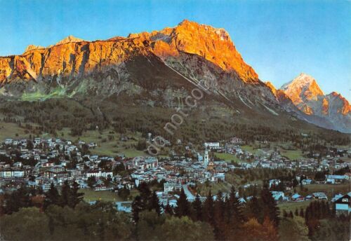 Cartolina Cortina panorama paese 1964 al tramonto