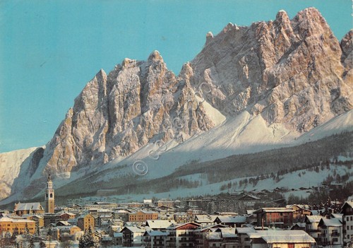 Cartolina Cortina panorama parziale paese 1970