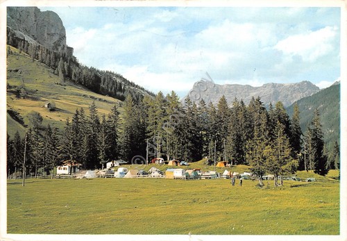 Cartolina Corvara Camping Federazione Italiana 1970 bordo danneggiato (Bolzano)