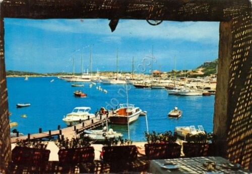 Cartolina Costa Smeralda Porto Cervo Panfili in banchina (Sassari)