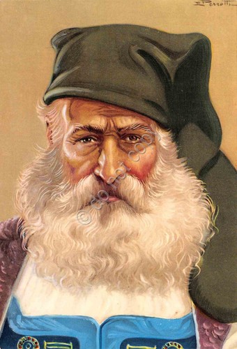 Cartolina Costumi Tradizionali Sardi Atzara Uomo con barba
