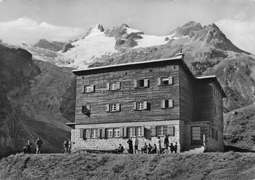 Cartolina Courmayeur albergo? animata 1956