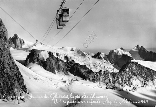 Cartolina Courmayeur Funivia dei ghiacciai 1963