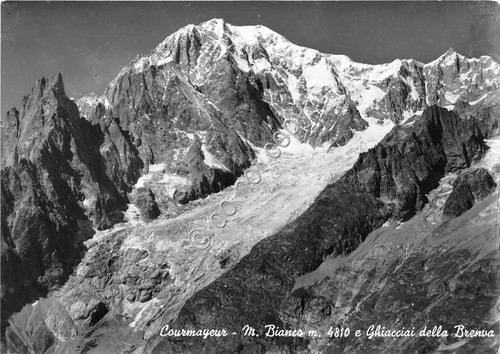 Cartolina Courmayeur Ghiacciai della Brenva 1960