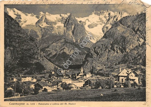 Cartolina Courmayeur panorama 1951