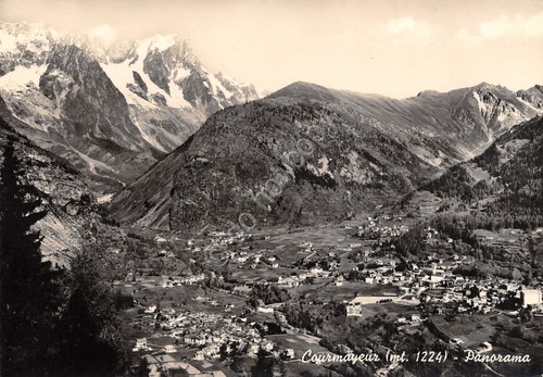 Cartolina Courmayeur panorama anni '50 ED SACAT