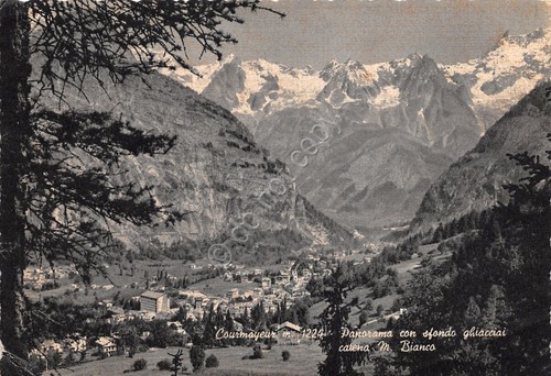 Cartolina Courmayeur Panorama con ghiacciai