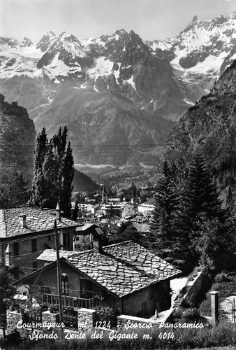 Cartolina Courmayeur Panorama parziale 1963