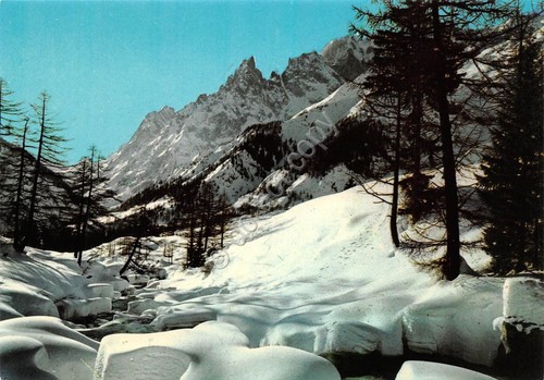 Cartolina Courmayeur Sfondo Aiguille Noire Monte Bianco