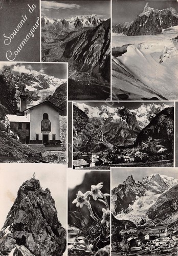 Cartolina Courmayeur vedute 1956 (Aosta)