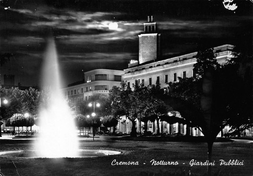 Cartolina Cremona Giardini Pubblici Notturno 1958