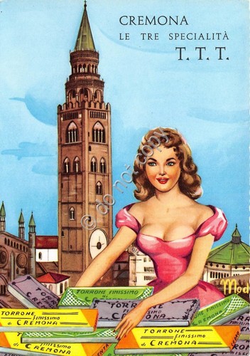 Cartolina Cremona le tre specialità TTT Illustrata