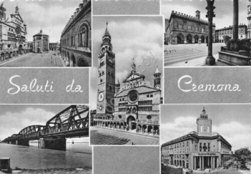Cartolina Cremona vedute varie BN