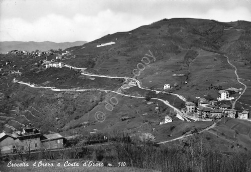 Cartolina Crocetta d'Orero e Costa d'Orero panorama strada case 1960
