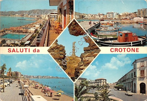 Cartolina Crotone saluti da vedutine (Altre tematiche)
