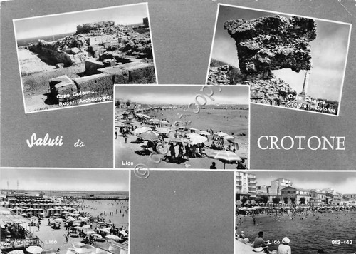 Cartolina Crotone Saluti da Vedutine anni '60 (Altre tematiche)