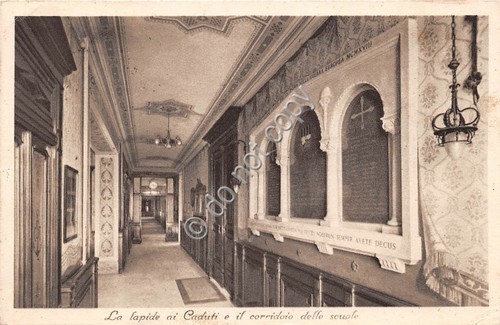 Cartolina Cuneo Collegio S. Tomaso d'Aquino Corridoio Lapide ai caduti …