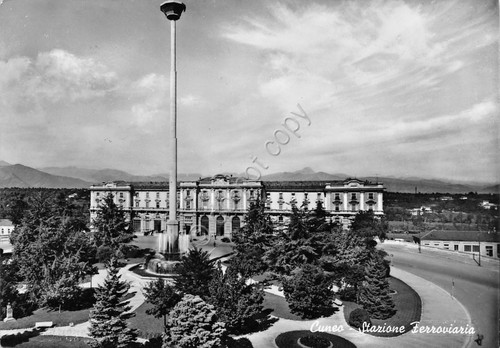 Cartolina Cuneo Stazione Ferroviaria 1961