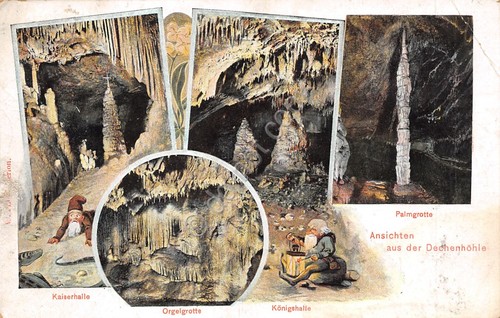 Cartolina Dechenhohle Palmgrotte Kaiserhalle Orgelgrotte Gnomo Gnom 1909