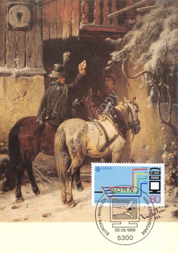 Cartolina Der erwartete Brief Timbro filatelico 1988