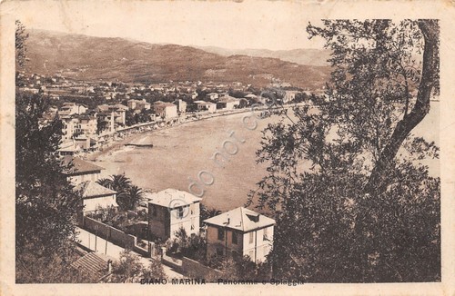 Cartolina Diano Marina Panorama e spiaggia 1930