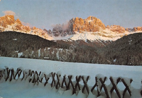 Cartolina Dolomiti Catinaccio da San Cipriano 1988