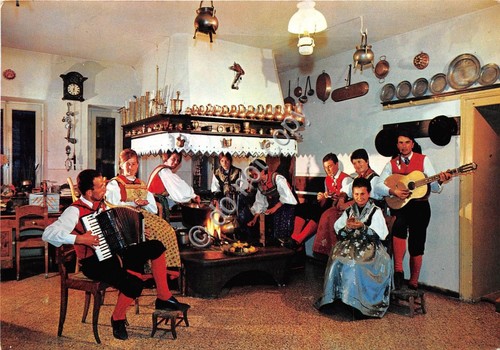 Cartolina Dolomiti Costumi tipici Cadorini suonatore fisarmonica