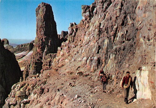 Cartolina Dolomiti di Brenta Campanile Basso sentiero delle Bocchette scalatori