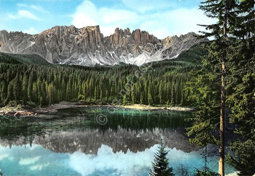 Cartolina Dolomiti Lago di Carezza Latemar (Bolzano)