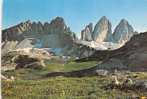Cartolina Dolomiti M. Paterno Rif. Locatelli Tre Cime Lavaredo 1983