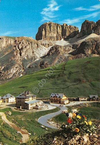 Cartolina Dolomiti Passo Pordoi Albergo Maria 1965 (Trento)