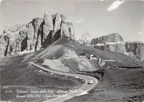Cartolina Dolomiti Passo Sella Albergo Maria Flora 1968