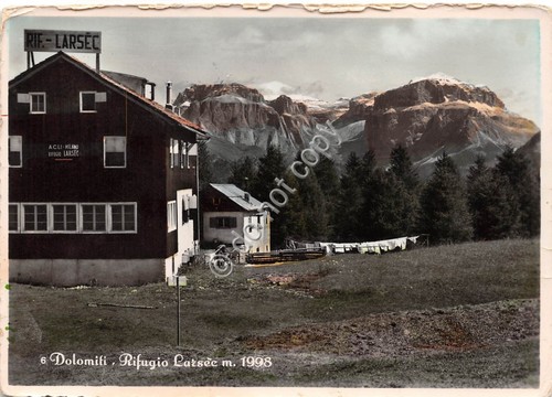 Cartolina Dolomiti Rifugio Larsec 1955