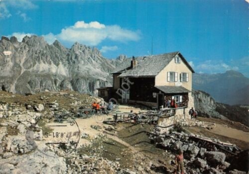 Cartolina Dolomiti Rifugio Roda di Vael timbro CAI rifugio (Bolzano)