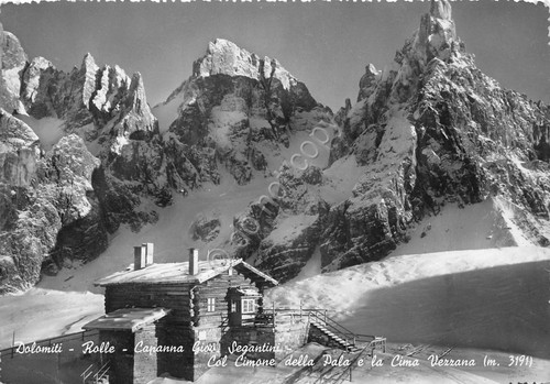 Cartolina Dolomiti Rolle Capanna Segantini 1952