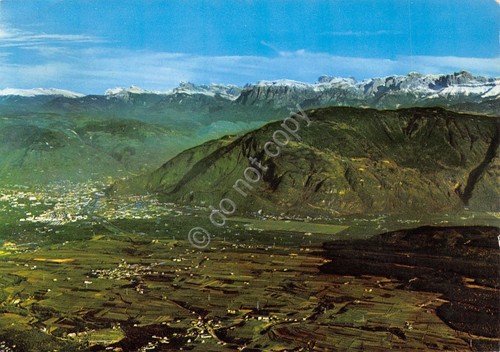 Cartolina Dolomiti Valle dell'Adige e Bolzano da Monte Penegal 1968
