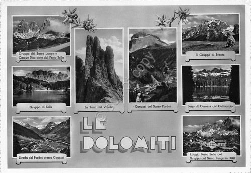 Cartolina Dolomiti vedute varie anni '50