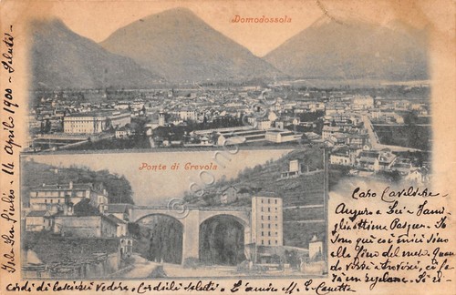Cartolina Domodossola gruss aus 1900 Ponte Grevola panorama