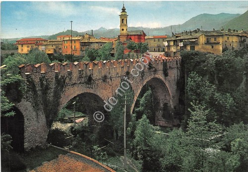 Cartolina Dronero Panorama Ponte Vecchio
